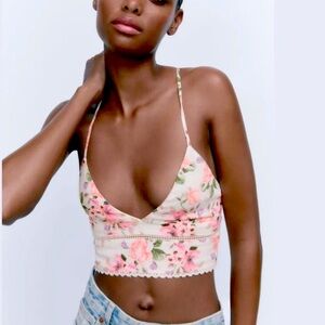 ZARA Floral Crop Top 💕🌺🌸🌼